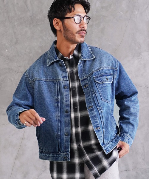 jiggys shop（ジギーズショップ）の「オーバーサイズ ウォッシュ加工 デニムジャケット（デニムジャケット・メンズ・ネイビー/インディゴブルー/ブルー・X-LARGE/MEDIUM/LARGE）」の13枚目の写真