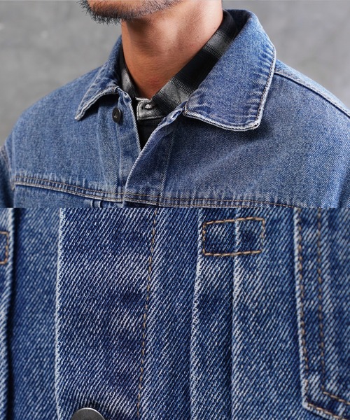 jiggys shop（ジギーズショップ）の「オーバーサイズ ウォッシュ加工 デニムジャケット（デニムジャケット・メンズ・ネイビー/インディゴブルー/ブルー・X-LARGE/MEDIUM/LARGE）」の10枚目の写真