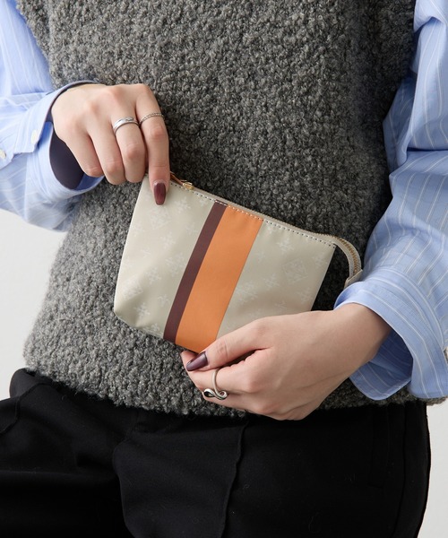 russet（ラシット）の「ラインプリントポーチ S（その他小物・レディース・キナリ/レッド/サックスブルー/ブラウン系その他/ブルー/アイボリー/ピンク/ネイビー・FREE）」の3枚目の写真