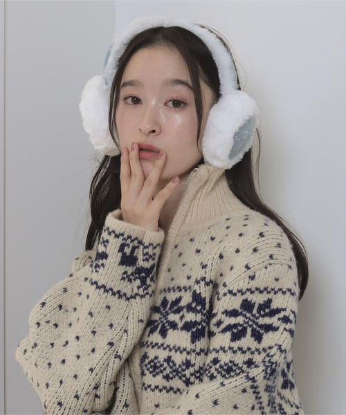 WEGO(ウィゴー)の「WEGO/リボンラインストーンファーイヤーマフ(イヤーマフ・レディース・その他1/サックスブルー/ライトベージュ/ライトピンク・FREE)」の3枚目の写真