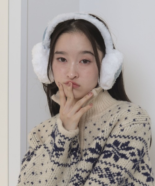 WEGO(ウィゴー)の「WEGO/リボンラインストーンファーイヤーマフ(イヤーマフ・レディース・その他1/サックスブルー/ライトベージュ/ライトピンク・FREE)」の5枚目の写真