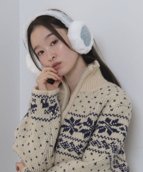 WEGO(ウィゴー)の「WEGO/リボンラインストーンファーイヤーマフ(イヤーマフ・レディース・その他1/サックスブルー/ライトベージュ/ライトピンク・FREE)」の6枚目の写真