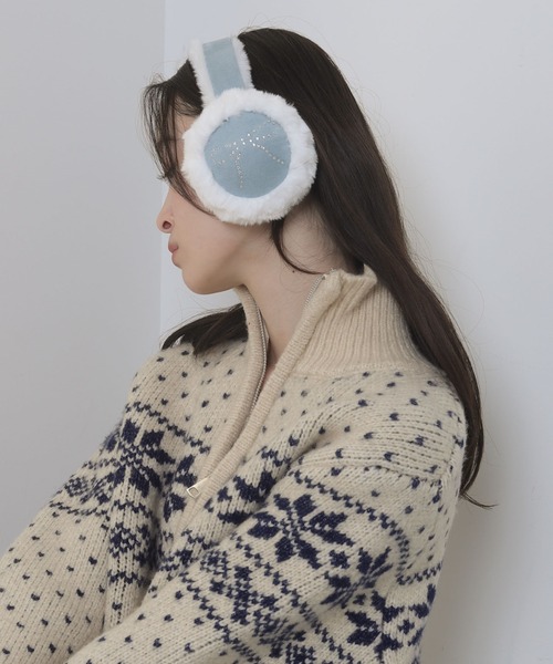 WEGO(ウィゴー)の「WEGO/リボンラインストーンファーイヤーマフ(イヤーマフ・レディース・その他1/サックスブルー/ライトベージュ/ライトピンク・FREE)」の7枚目の写真