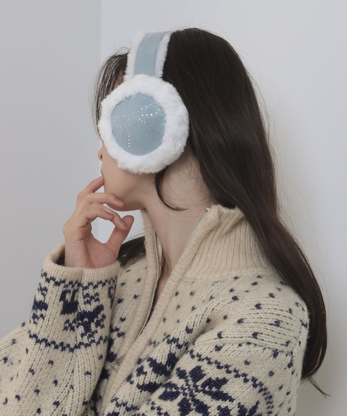 WEGO(ウィゴー)の「WEGO/リボンラインストーンファーイヤーマフ(イヤーマフ・レディース・その他1/サックスブルー/ライトベージュ/ライトピンク・FREE)」の8枚目の写真