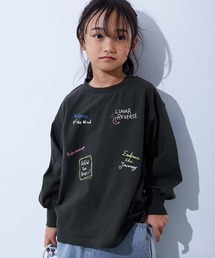 devirock（デビロック）の「綿100% デビラボ ガールズ BIGシルエットプリント袖リブ 長袖Tシャツ（Tシャツ/カットソー）」