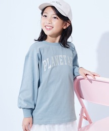 devirock（デビロック）の「綿100% デビラボ ガールズ BIGシルエットプリント袖リブ 長袖Tシャツ（Tシャツ/カットソー）」