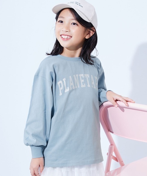 devirock（デビロック）の「綿100％ デビラボ ガールズ BIGシルエットプリント袖リブ 長袖Tシャツ（Tシャツ/カットソー・キッズ・ブルー系その他2/ピンク系その他/ブラック系その他2/グレー系その他/ホワイト系その他2/ブラック系その他3/ブラック系その他/パープル系その他/ホワイト系その他/グリーン系その他2/グレー系その他2/ピンク系その他3/グリーン系その他/ピンク系その他2/ブルー系その他・100cm/90cm/160cm/150cm/140cm/130cm/120cm/110cm）」の10枚目の写真