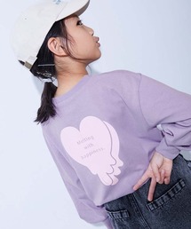 devirock（デビロック）の「綿100% デビラボ ガールズ BIGシルエットプリント袖リブ 長袖Tシャツ（Tシャツ/カットソー）」