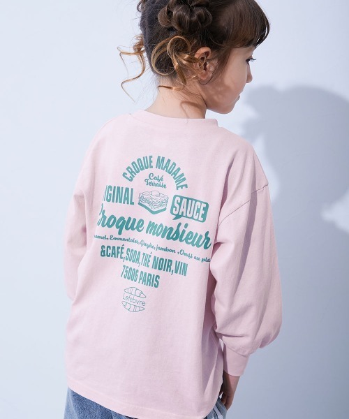 セール】綿100％ デビラボ ガールズ BIGシルエットプリント袖リブ 長袖