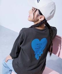 devirock（デビロック）の「綿100% デビラボ ガールズ BIGシルエットプリント袖リブ 長袖Tシャツ（Tシャツ/カットソー）」