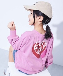 devirock（デビロック）の「綿100% デビラボ ガールズ BIGシルエットプリント袖リブ 長袖Tシャツ（Tシャツ/カットソー）」