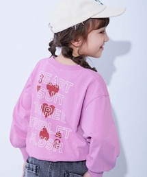 devirock（デビロック）の「綿100% デビラボ ガールズ BIGシルエットプリント袖リブ 長袖Tシャツ（Tシャツ/カットソー）」