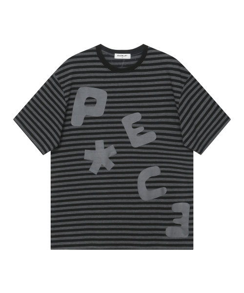 BAUF(バウフ)の「ピースロゴTシャツ【ストライプブラック】(Tシャツ/カットソー・レディース・その他・MEDIUM/LARGE)」の1枚目の写真