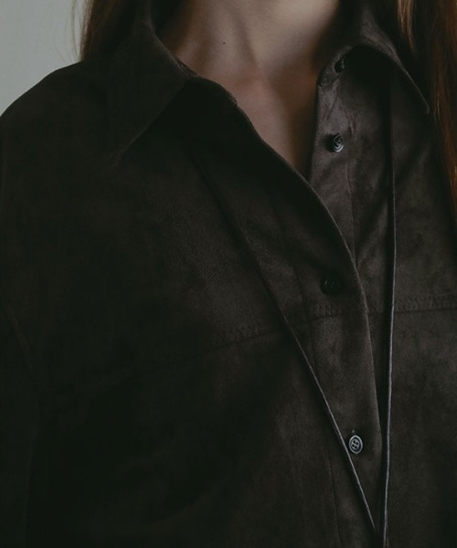 フェイクスウェードオーバーサイズシャツ（シャツ/ブラウス）｜ETRE