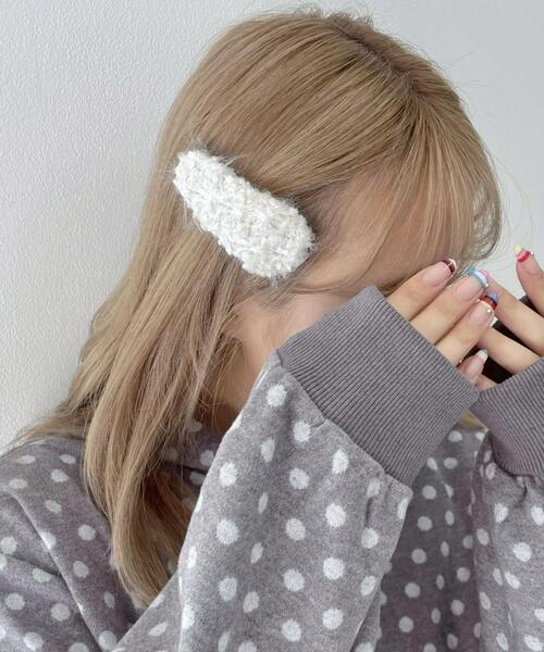 WEGO（ウィゴー）の「WEGO/【2点セット】ツイードニットパッチンピン（ヘアピン・レディース・サックスブルー/ライトピンク/ブラック/オフホワイト・FREE）」の2枚目の写真
