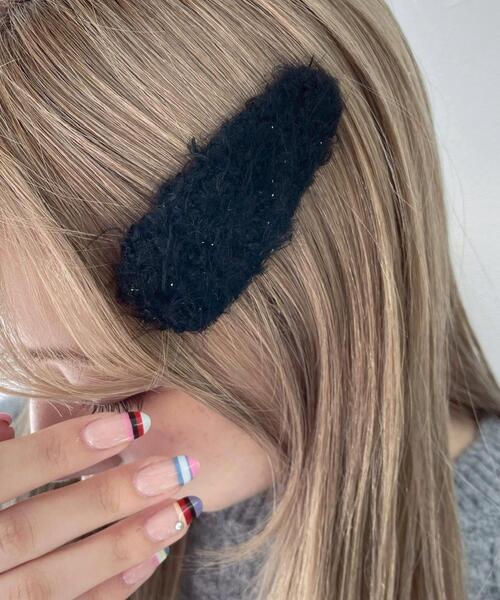 WEGO（ウィゴー）の「WEGO/【2点セット】ツイードニットパッチンピン（ヘアピン・レディース・サックスブルー/ライトピンク/ブラック/オフホワイト・FREE）」の7枚目の写真