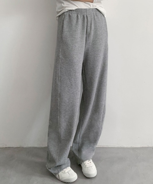 LOWO(ロワ)の「スウェット カーブパンツ 冬 レディース 秋冬 ウエストゴム(スウェットパンツ・レディース・チャコールグレー/グレー/ブラック・L/M)」の6枚目の写真