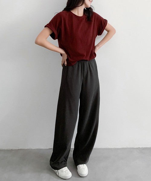 LOWO(ロワ)の「スウェット カーブパンツ 冬 レディース 秋冬 ウエストゴム(スウェットパンツ・レディース・チャコールグレー/グレー/ブラック・L/M)」の8枚目の写真