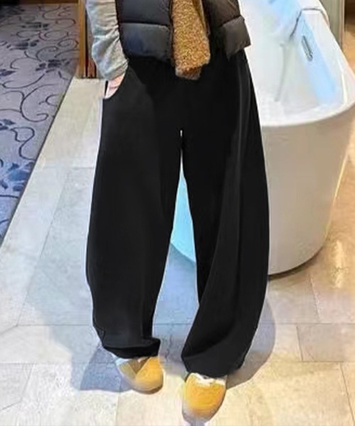 LOWO(ロワ)の「スウェット カーブパンツ 冬 レディース 秋冬 ウエストゴム(スウェットパンツ・レディース・チャコールグレー/グレー/ブラック・L/M)」の12枚目の写真