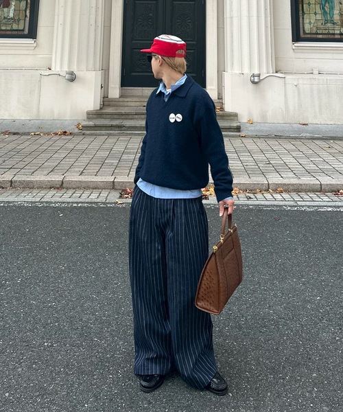 UNDERSTATEMENTs(アンダーステイトメント)の「【ユニセックス】缶バッチ付きスキッパーニットポロ(ニット/セーター・メンズ・グレー/ライトブルー/ネイビー・MEDIUM/LARGE)」の19枚目の写真