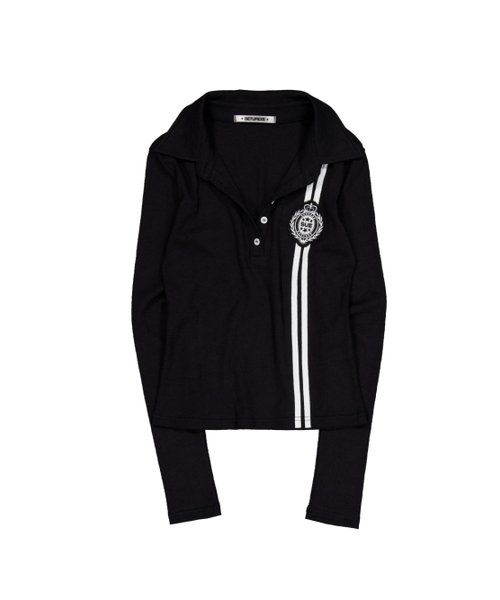 SETUP-EXE(セットアップイーエックスイー)の「WAFFEN LINE COLLAR TEE / BLACK(ポロシャツ・レディース・その他・OS)」の2枚目の写真