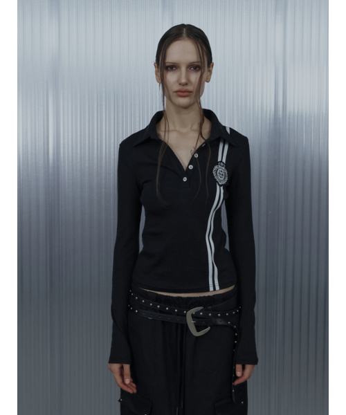 SETUP-EXE(セットアップイーエックスイー)の「WAFFEN LINE COLLAR TEE / BLACK(ポロシャツ・レディース・その他・OS)」の3枚目の写真