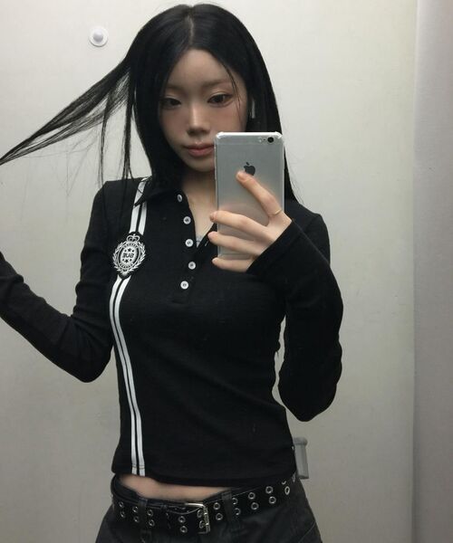 SETUP-EXE(セットアップイーエックスイー)の「WAFFEN LINE COLLAR TEE / BLACK(ポロシャツ・レディース・その他・OS)」の5枚目の写真