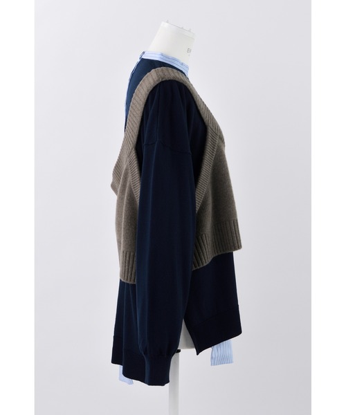 ENFOLD(エンフォルド)の「Knit コンビプルオーバー(ニット/セーター・レディース・ベージュ系その他/ダークネイビー・38)」の9枚目の写真