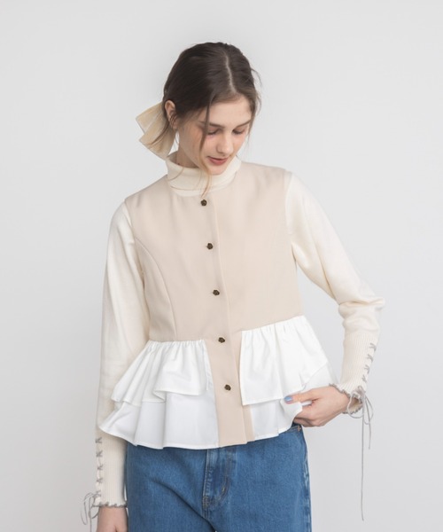 idem（イデム）の「peplum lady vest / ノースリーブペプラムベスト（ベスト・レディース・ベージュ/ブラック・FREE）」の19枚目の写真