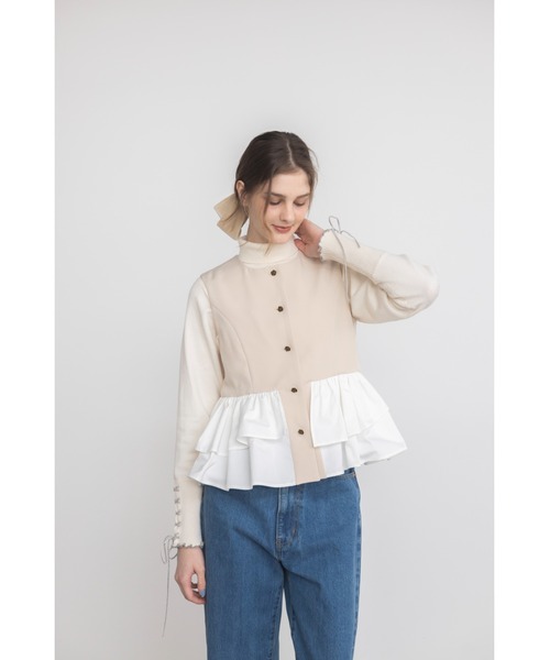 idem（イデム）の「peplum lady vest / ノースリーブペプラムベスト（ベスト・レディース・ベージュ/ブラック・FREE）」の20枚目の写真