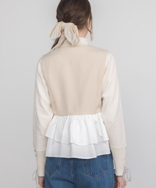 idem（イデム）の「peplum lady vest / ノースリーブペプラムベスト（ベスト・レディース・ベージュ/ブラック・FREE）」の13枚目の写真