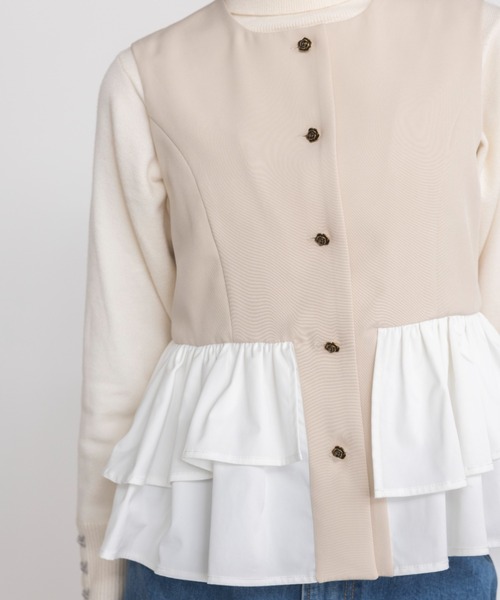 idem（イデム）の「peplum lady vest / ノースリーブペプラムベスト（ベスト・レディース・ベージュ/ブラック・FREE）」の15枚目の写真