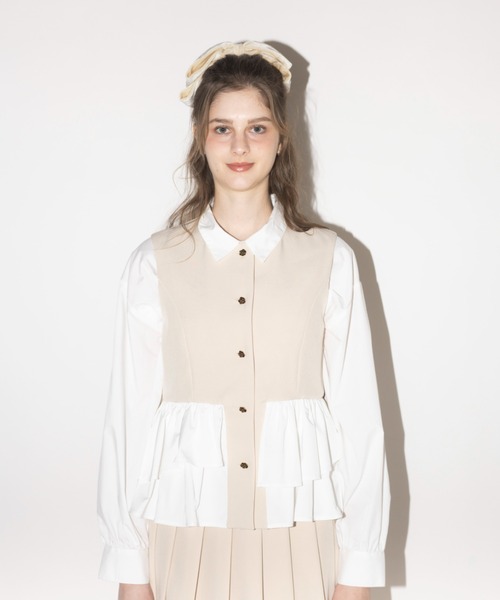 idem（イデム）の「peplum lady vest / ノースリーブペプラムベスト（ベスト・レディース・ベージュ/ブラック・FREE）」の9枚目の写真