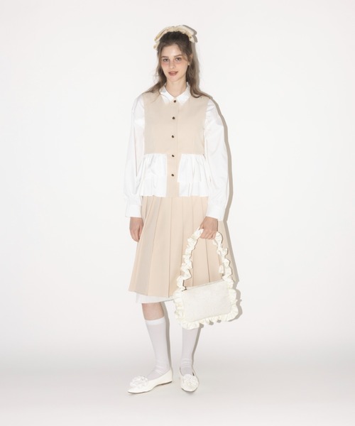 idem（イデム）の「peplum lady vest / ノースリーブペプラムベスト（ベスト・レディース・ベージュ/ブラック・FREE）」の10枚目の写真