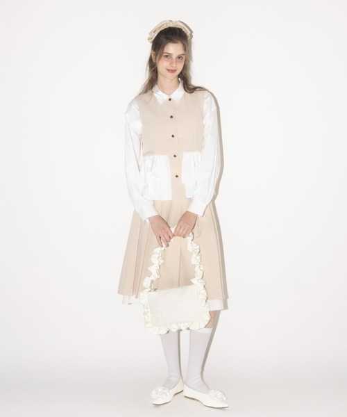 idem（イデム）の「peplum lady vest / ノースリーブペプラムベスト（ベスト・レディース・ベージュ/ブラック・FREE）」の11枚目の写真