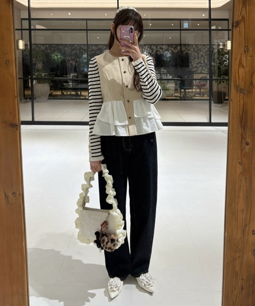 idem(イデム)の「peplum lady vest / ノースリーブペプラムベスト(ベスト・レディース・ベージュ/ブラック・FREE)」の19枚目の写真
