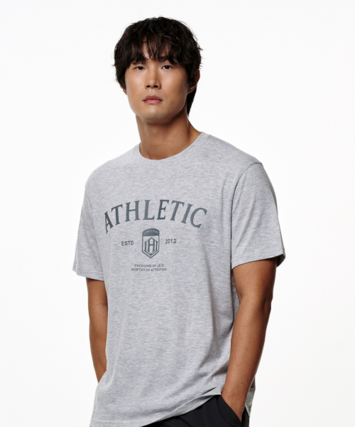 LIMELIGHT APPAREL(ライムライトアパレル)の「アスリットスタンダードフィットアスレチックロゴTシャツ(グレー・メランジ/グレー)(Tシャツ/カットソー・メンズ・その他・LARGE/X-LARGE/SMALL/MEDIUM)」の1枚目の写真