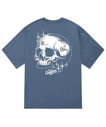 KTPN0190 スカルアートピグメント半袖Tシャツ - ブルー
