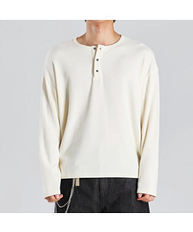 エココージー ヘンリーネック ニットTシャツ (アイボリー)