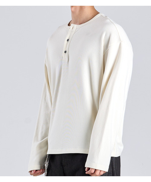 BUTTON SEOUL(ボタンソウル)の「エココージー ヘンリーネック ニットTシャツ (アイボリー)(Tシャツ/カットソー・レディース・その他・MEDIUM/LARGE/X-LARGE)」の3枚目の写真