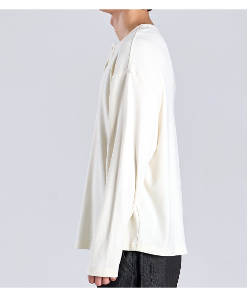 BUTTON SEOUL(ボタンソウル)の「エココージー ヘンリーネック ニットTシャツ (アイボリー)(Tシャツ/カットソー・レディース・その他・MEDIUM/LARGE/X-LARGE)」の4枚目の写真