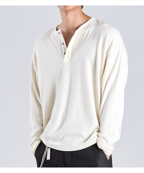 BUTTON SEOUL(ボタンソウル)の「エココージー ヘンリーネック ニットTシャツ (アイボリー)(Tシャツ/カットソー・レディース・その他・MEDIUM/LARGE/X-LARGE)」の7枚目の写真