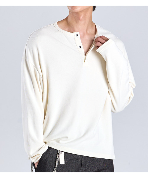 BUTTON SEOUL(ボタンソウル)の「エココージー ヘンリーネック ニットTシャツ (アイボリー)(Tシャツ/カットソー・レディース・その他・MEDIUM/LARGE/X-LARGE)」の9枚目の写真
