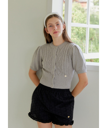 CABLE HALF SLEEVE CARDIGAN_GREY