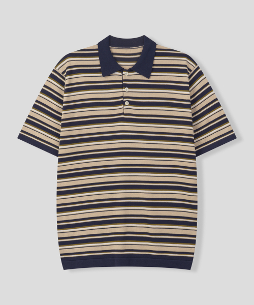 BLACK MOMENT（ブラックモーメント）の「レトロストライプカラー ニットポロ [ライムミックス]（ニット/セーター・メンズ・ライム・MEDIUM/LARGE）」の4枚目の写真