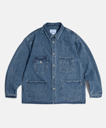 Denim Coverall Shirt Jacket Washed Indigo