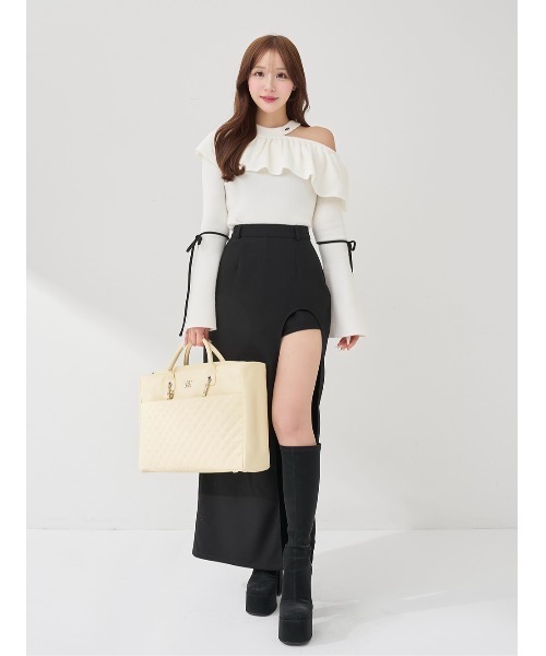 ベルスリーブフリルニットトップス（ニット/セーター）｜Darich