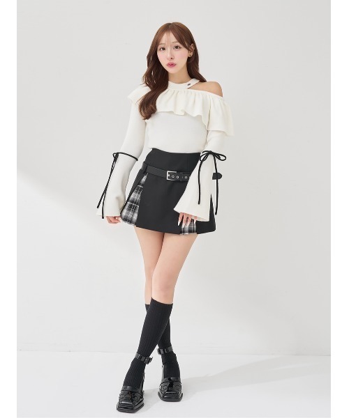 ベルスリーブフリルニットトップス（ニット/セーター）｜Darich