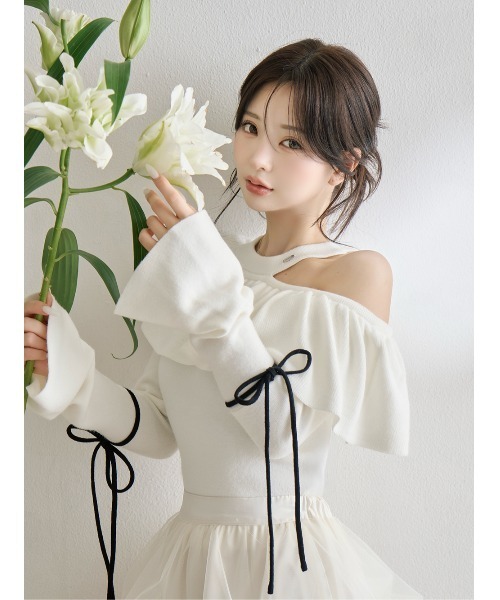 ベルスリーブフリルニットトップス（ニット/セーター）｜Darich