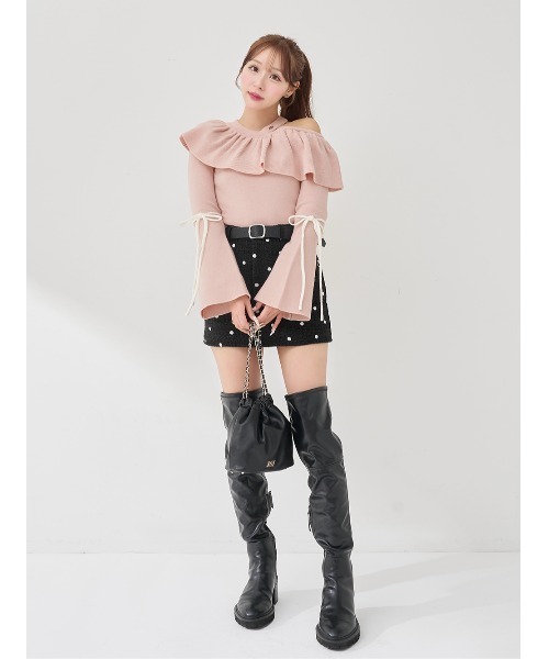 ベルスリーブフリルニットトップス（ニット/セーター）｜Darich